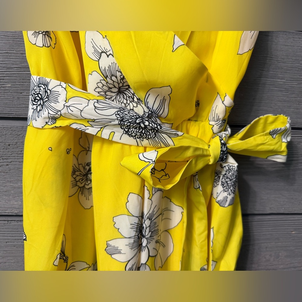 NWT Alice + Olivia Susana Yellow Floral Wrap Mini Dress Begonia Citrus Sz 10 - Picture 6 of 15